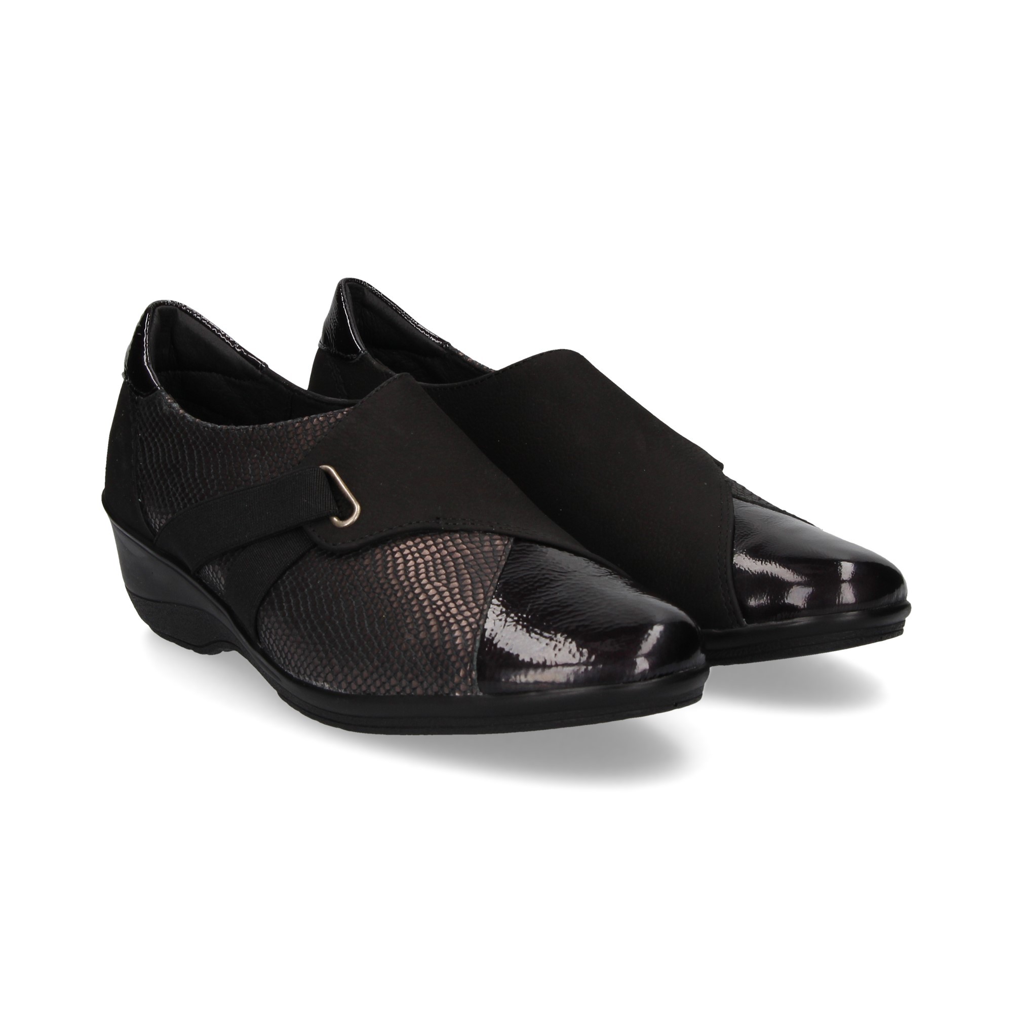 Zapato 24 Horas elástico negro Modelo 23375 Talla 38