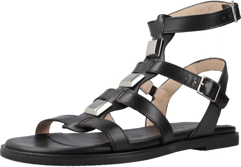 Sandalia Wonders A-7931 AISE Negro Mujer | Sandalias Romanas Cómodas