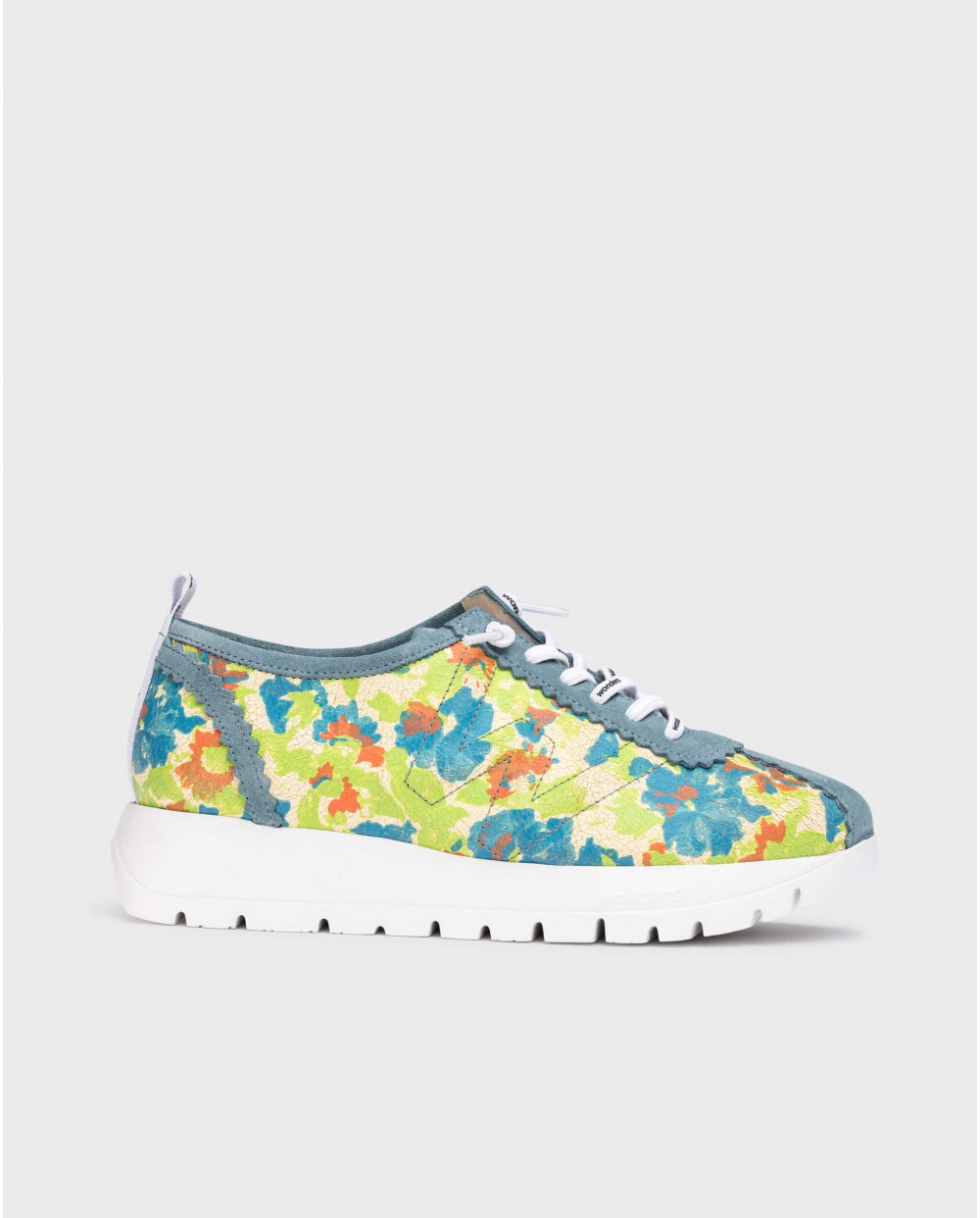 Wonders A-2410 Trend Floral Jeans/Verde | Zapatillas Mujer Cómodas